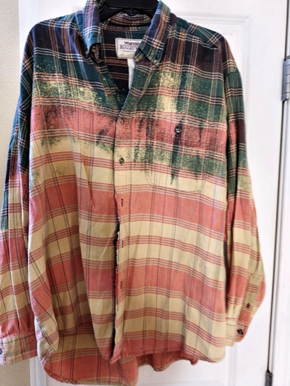 Life Is Good Plaid Button Down Shirt in Red & Green